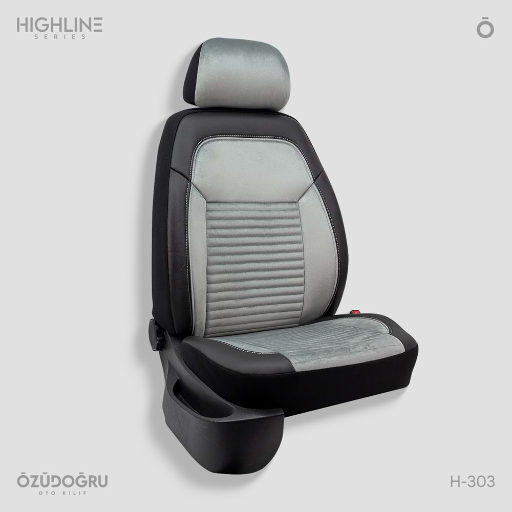 Oto Kılıf ( Highline ) 2+1 Ticari - H-303-BabyFace Açık Gri/Siyah