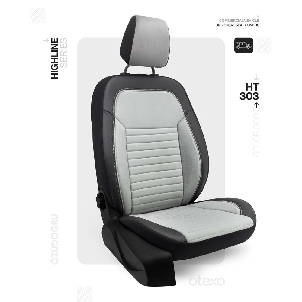 Oto Kılıf ( Highline ) 2+1 Ticari - HT-303-BabyFace Açık Gri/Siyah