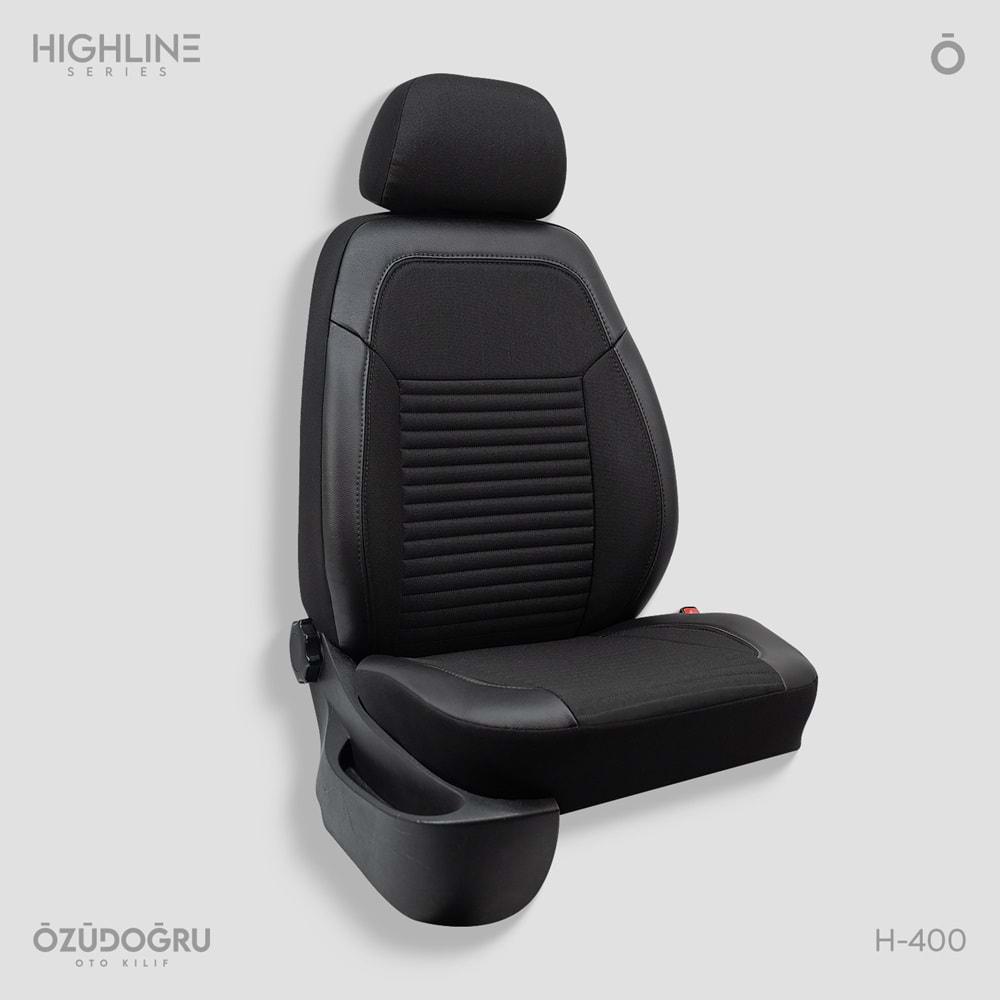 Oto Kılıf ( Highline ) - H-400-Keten Siyah/Siyah İp
