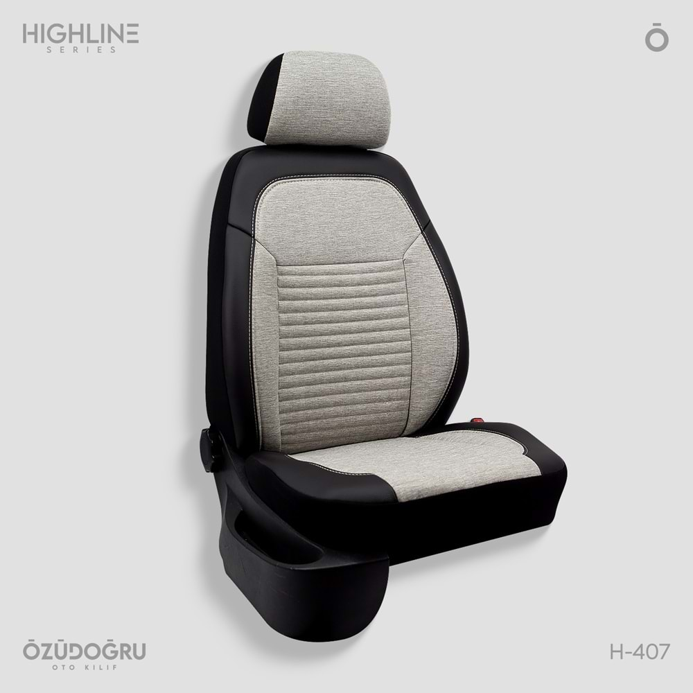 Oto Kılıf ( Highline ) - H-407-Keten Krem/Siyah