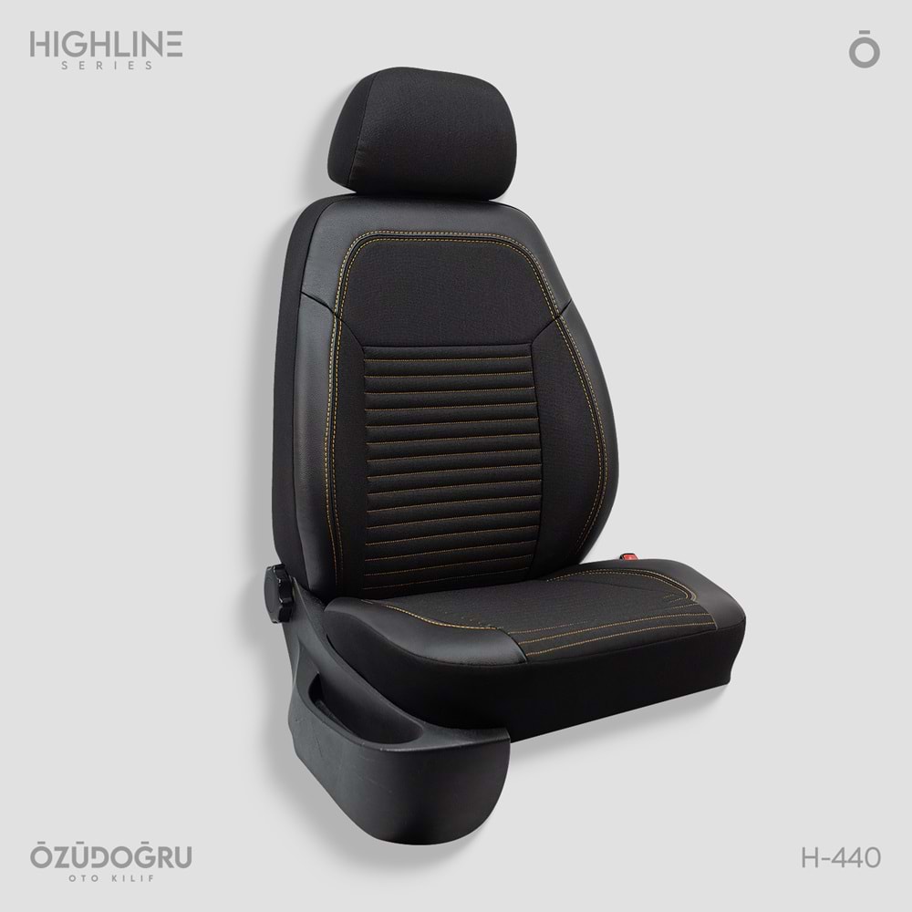 Oto Kılıf ( Highline ) - H-440-Keten Siyah/Bakır İp