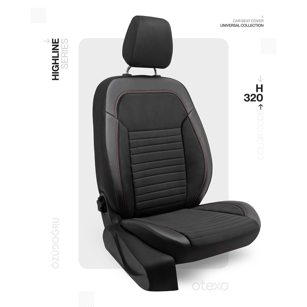 Oto Kılıf ( Highline Plus ) - HP-320-Siyah/Kırmızı İp