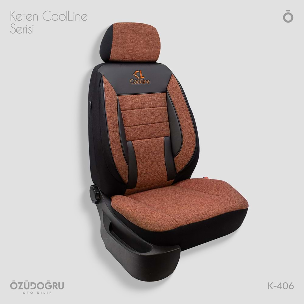 Oto Kılıf ( Orjinal ) ( Coolline ) - K-406-Keten-Taba/Siyah