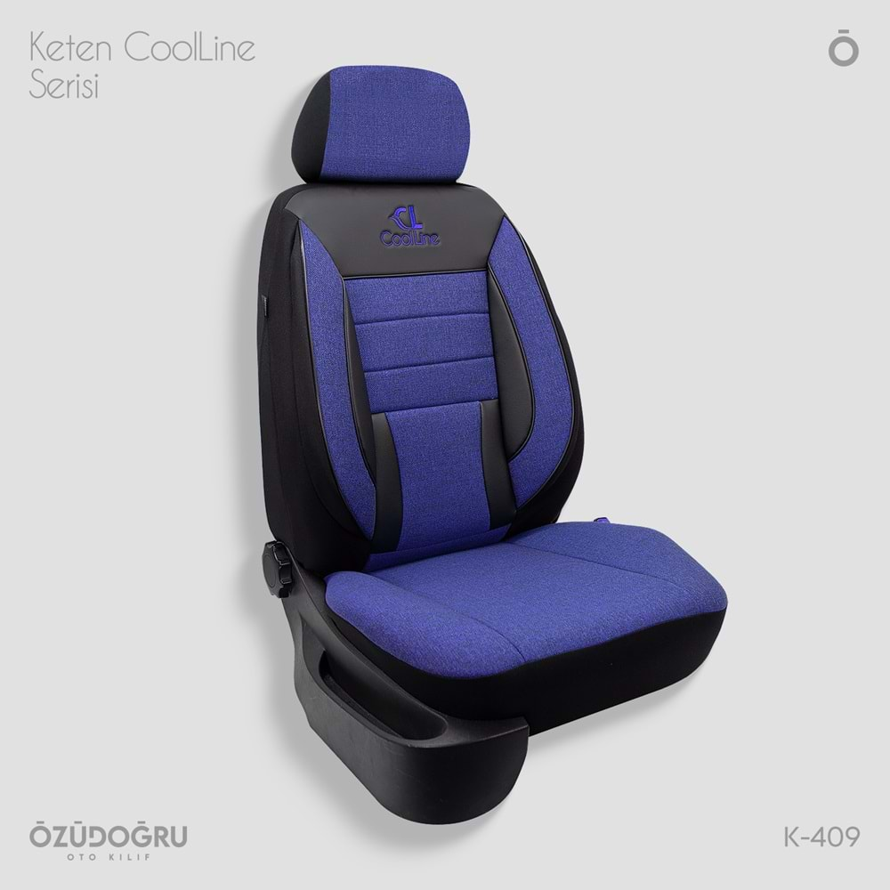 Oto Kılıf ( Orjinal ) ( Coolline ) - K-409-Keten-Mavi/Siyah