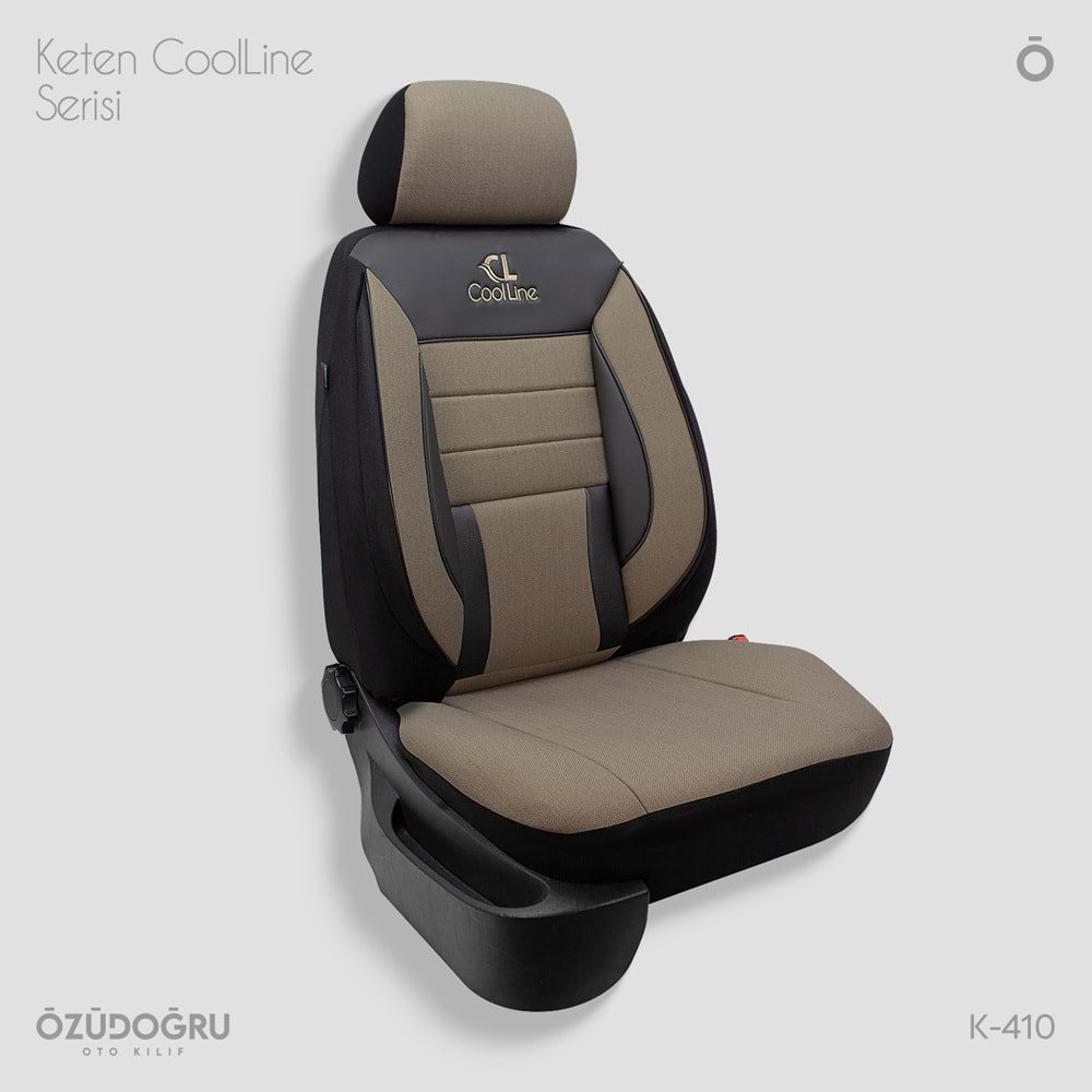 Oto Kılıf ( Orjinal ) ( Coolline ) - K-410-Keten-Açık Kahve/Siyah