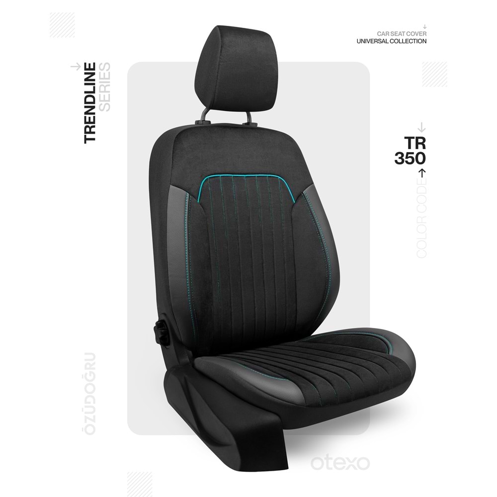 Oto Kılıf ( Trendline ) - TR-350-BabyFace Siyah/Turkuaz İp