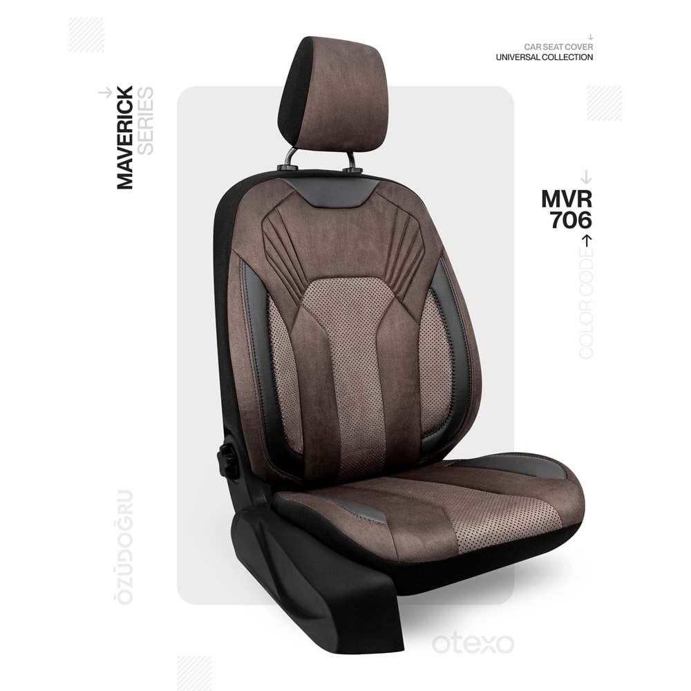 Oto Kılıf ( Maverick ) - MVR-706 Süet Siyah/Kahve