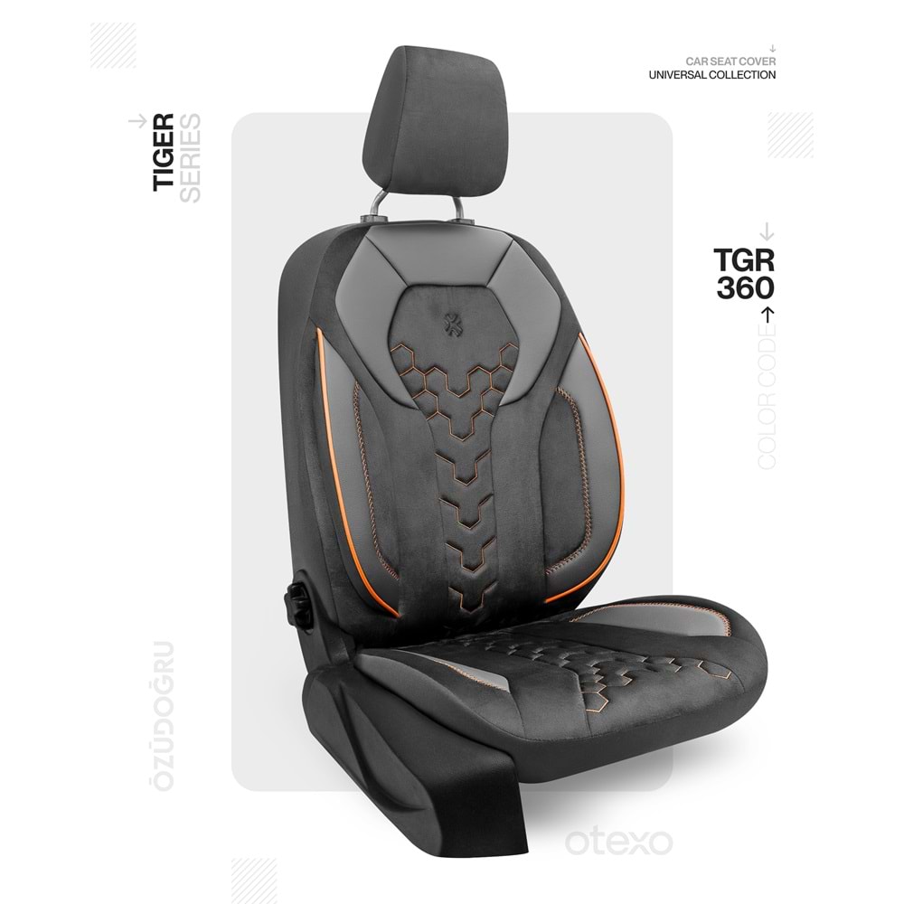 Oto Kılıf ( Tiger ) - TGR-360-BabyFace Siyah/Turuncu İp