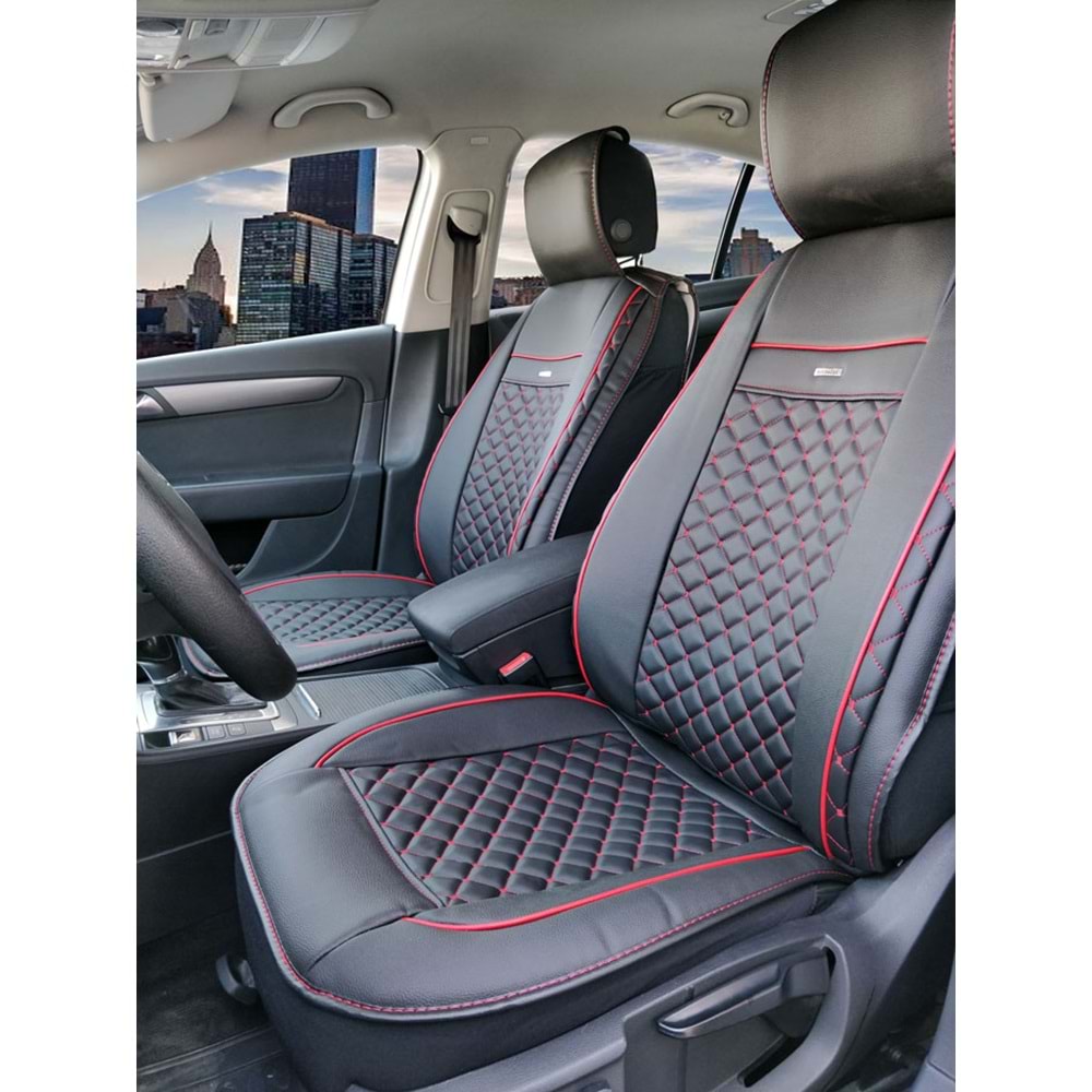 Takmatik (Kaptone) - 185-991 Deri-Siyah/Kırmızı İp