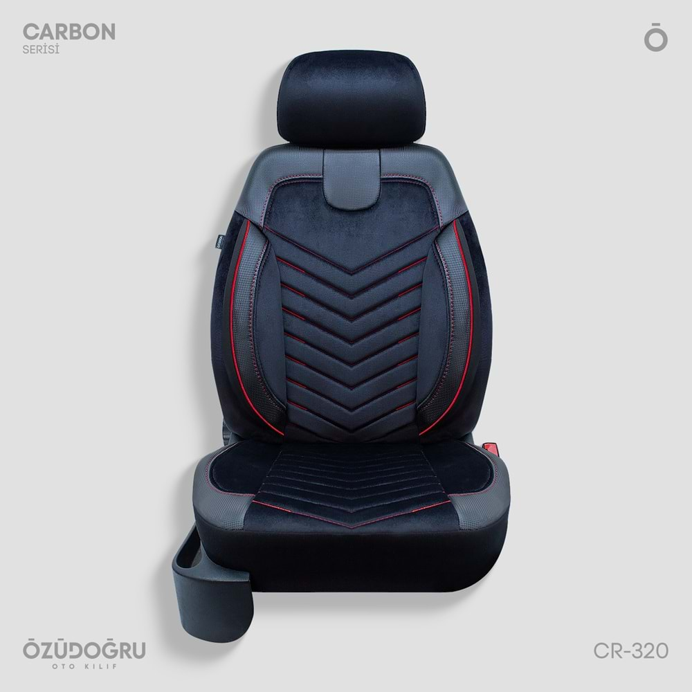 Oto Kılıf ( Carbon / Standart ) - CR-320-Siyah/Kırmızı İp