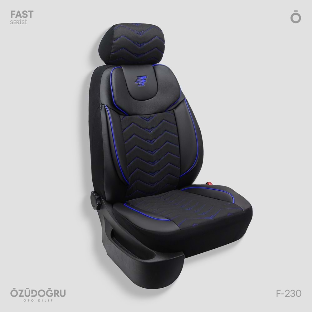 Oto Kılıf ( Orjinal ) ( Fast ) - F-230-Kumaş-Siyah/Mavi İp