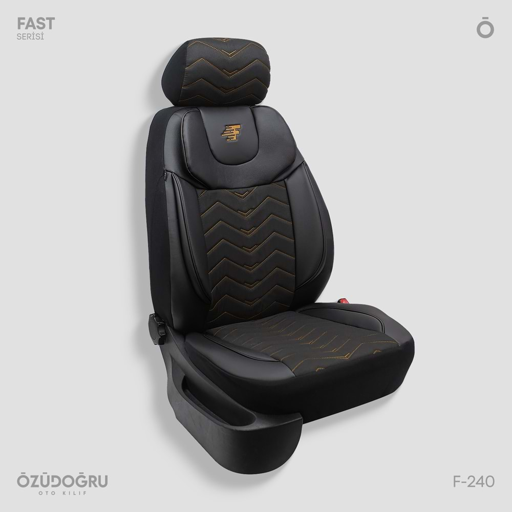 Oto Kılıf ( Orjinal ) ( Fast ) - F-240-Kumaş-Siyah/Bakır İp