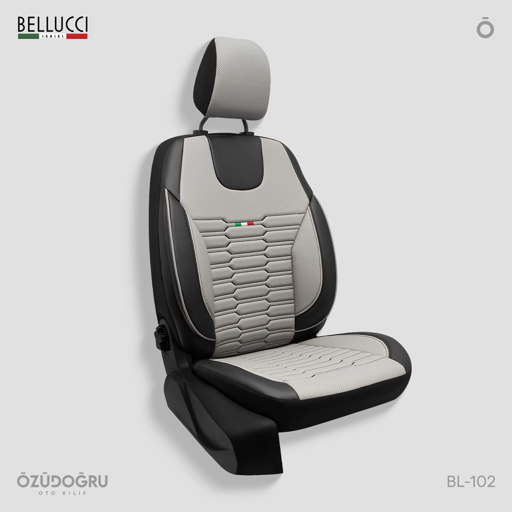 Oto Kılıf ( Deri ) ( Bellucci ) - BL-102-A.Gri/Siyah