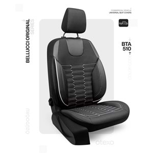 Oto Kılıf ( Bellucci Original ) Transit 2+1 Em. - BTE-510-Jakar Siyah/Beyaz İp