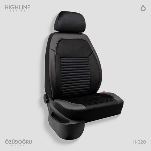 Oto Kılıf ( Highline ) 2+1 Ticari - H-320-BabyFace Siyah/Kırmızı İp