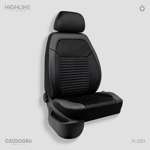 Oto Kılıf ( Highline ) 2+1 Ticari - H-330-BabyFace Siyah/Mavi İp