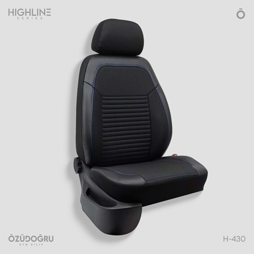 Oto Kılıf ( Highline ) - H-430-Keten Siyah/Mavi İp