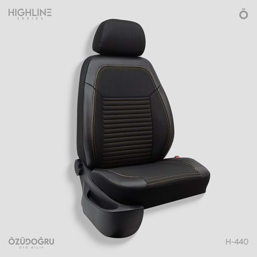 Oto Kılıf ( Highline ) - H-440-Keten Siyah/Bakır İp