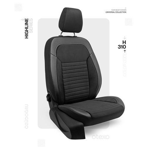 Oto Kılıf ( Highline Plus ) - HP-310-Siyah/Beyaz İp