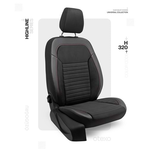 Oto Kılıf ( Highline Plus ) - HP-320-Siyah/Kırmızı İp