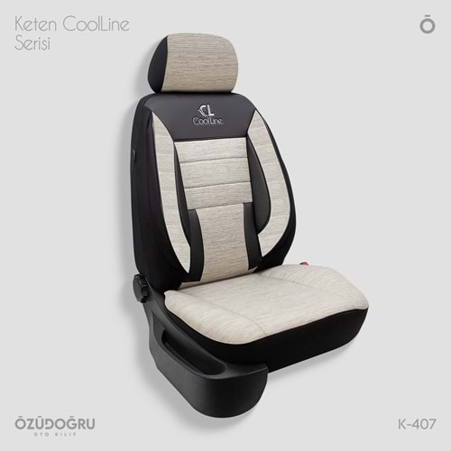 Oto Kılıf ( Orjinal ) ( Coolline ) - K-407-Keten-Kırçıl Açık Krem/Siyah