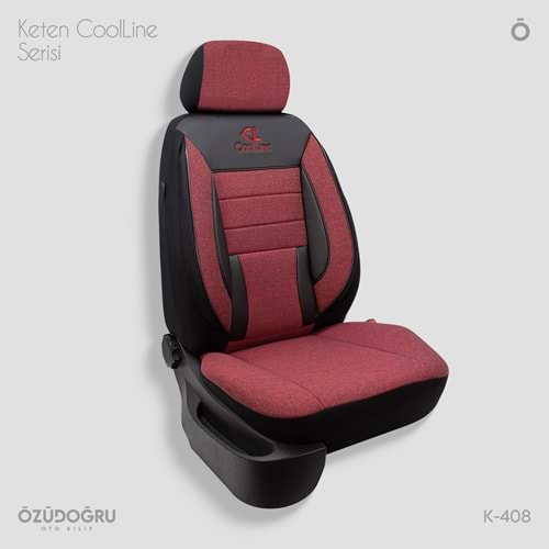 Oto Kılıf ( Orjinal ) ( Coolline ) - K-408-Keten-Kırmızı/Siyah