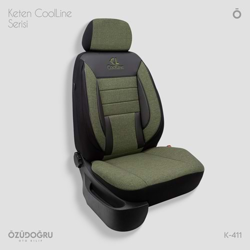 Oto Kılıf ( Orjinal ) ( Coolline ) - K-411-Keten-Yeşil/Siyah