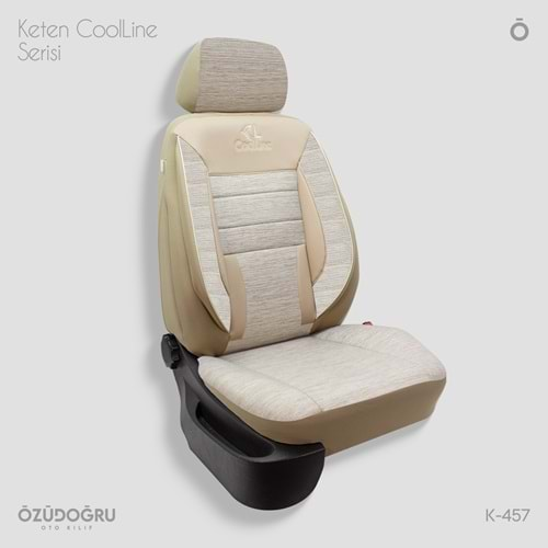 Oto Kılıf ( Orjinal ) ( Coolline ) - K-457-Keten-Kırçıllı Krem/Krem