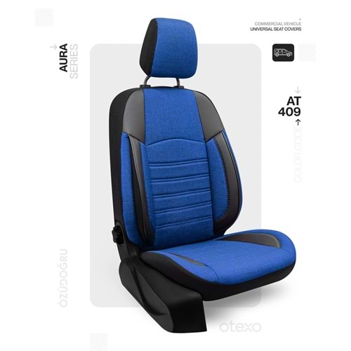 Oto Kılıf ( Aura ) ( Ticari 2+1 ) - AT-409-Keten Kırçıl/Mavi