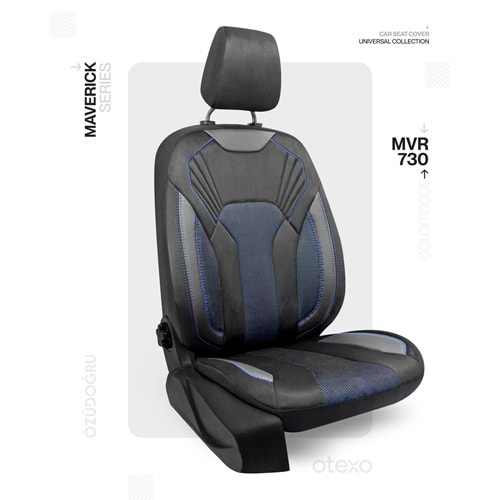 Oto Kılıf ( Maverick ) - MVR-730 Süet Siyah/Mavi