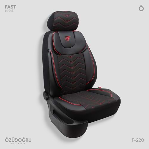 Oto Kılıf ( Orjinal ) ( Fast ) - F-220-Kumaş-Siyah/Kırmızı İp