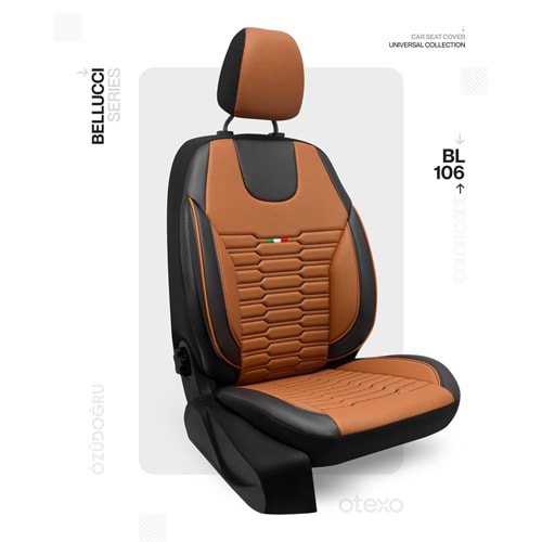 Oto Kılıf ( Deri ) ( Bellucci ) Ticari 2+1 - BL-106-Taba/Siyah