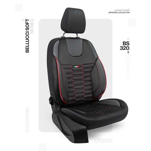 Oto Kılıf ( Bellucci Soft/BabyFace ) Transit 2+1 Eski Model - BS-320-Siyah/Kırmızı İp