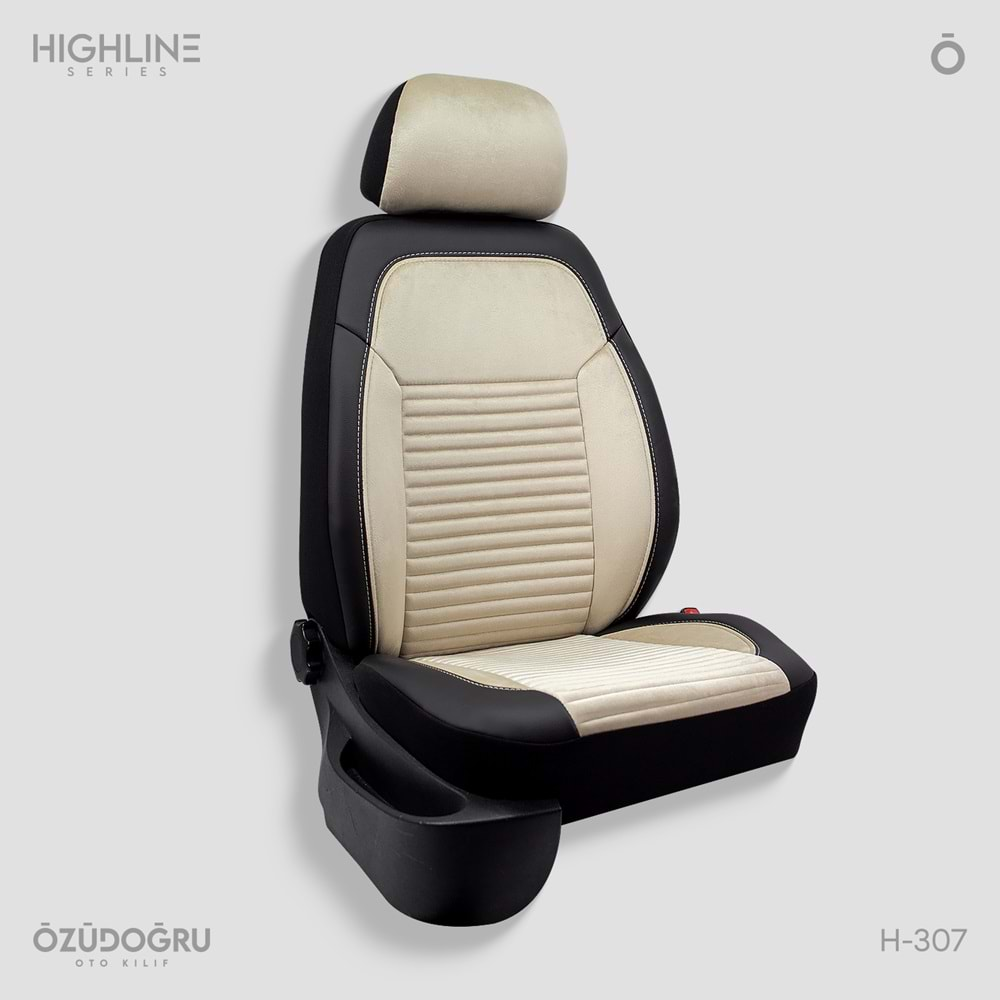 Oto Kılıf ( Highline ) 2+1 Ticari - H-307-BabyFace Krem/Siyah