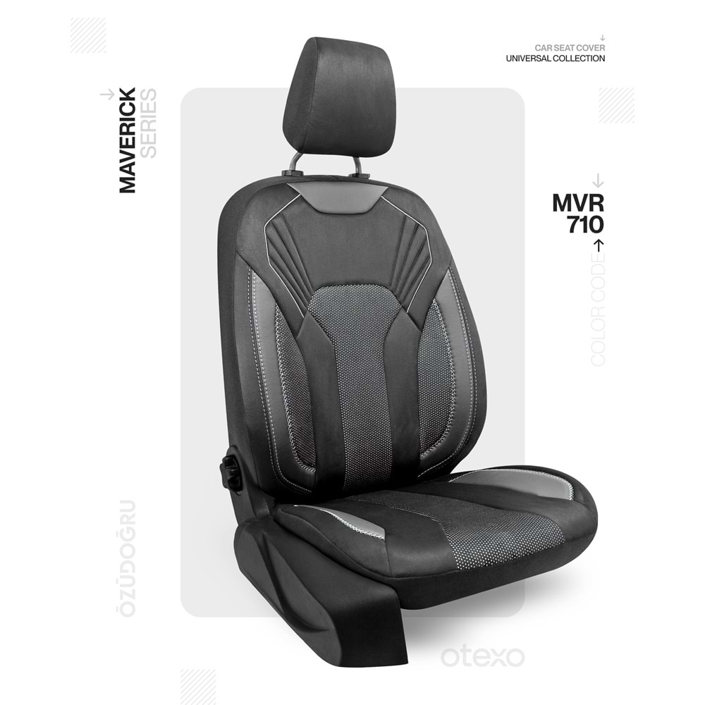 Oto Kılıf ( Maverick ) - MVR-710 Süet Siyah/Beyaz