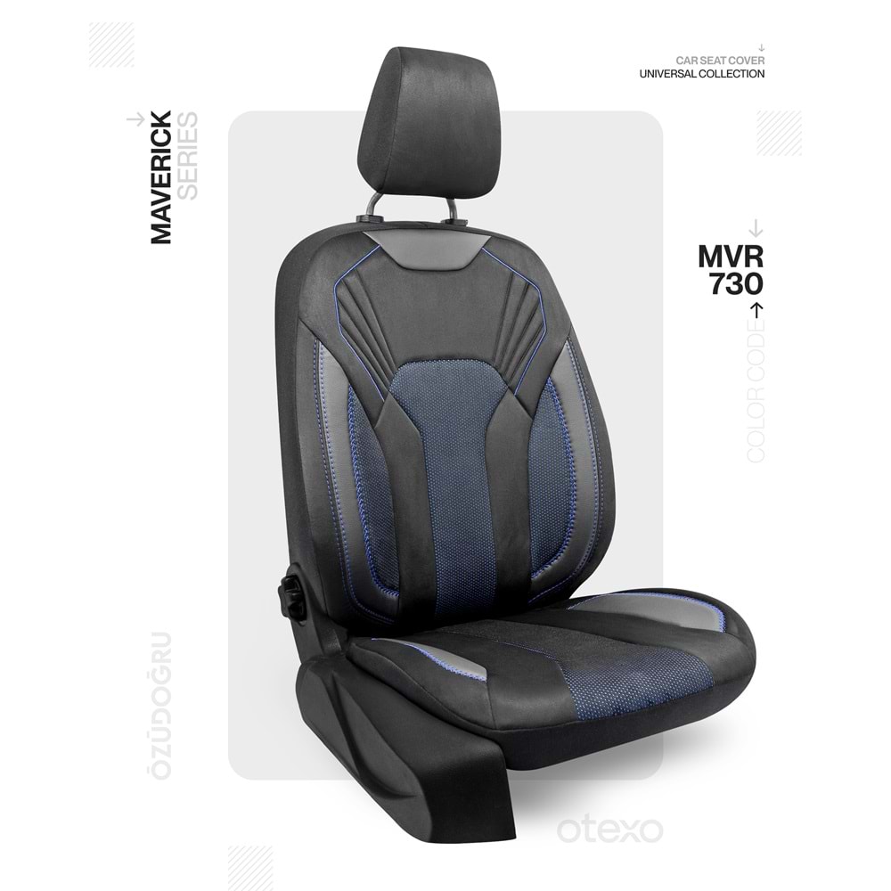 Oto Kılıf ( Maverick ) - MVR-730 Süet Siyah/Mavi