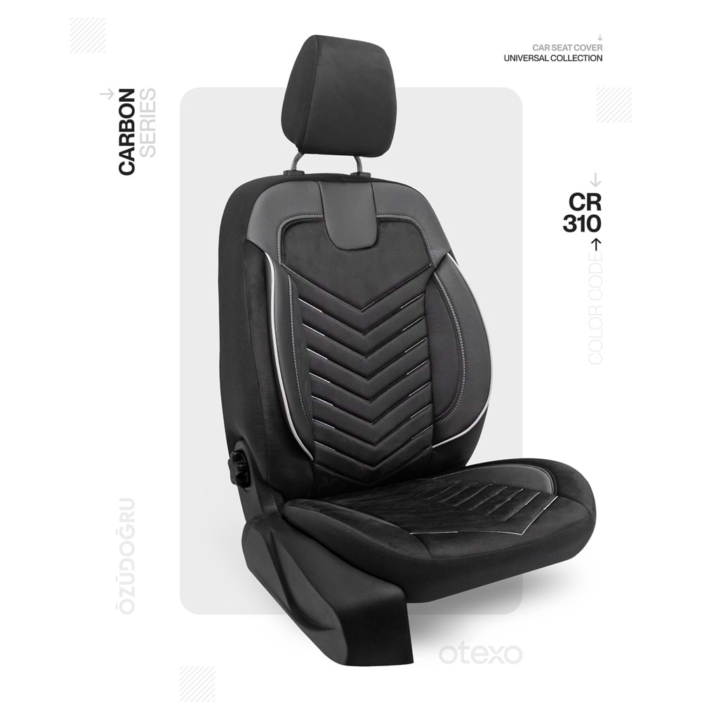 Oto Kılıf ( Carbon / Ticari 2+1 ) - CR-310-Siyah/Beyaz İp
