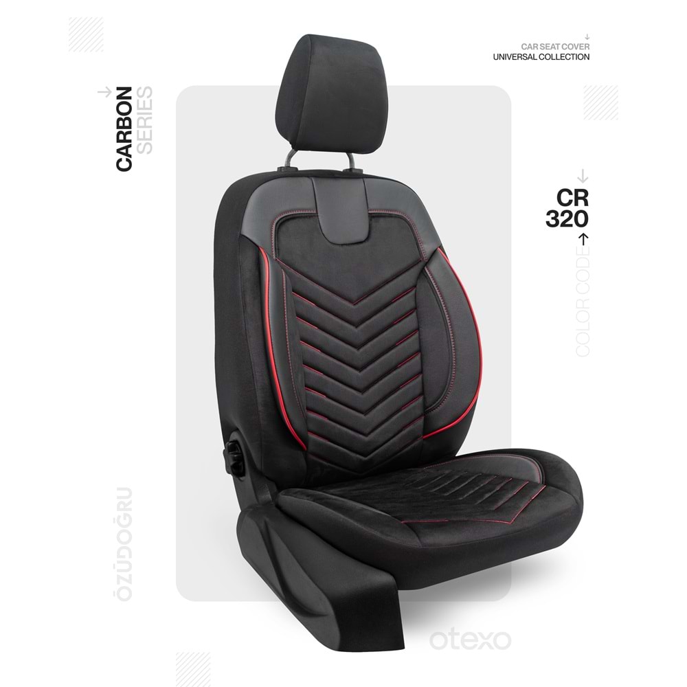 Oto Kılıf ( Carbon / Ticari 2+1 ) - CR-320-Siyah/Kırmızı İp