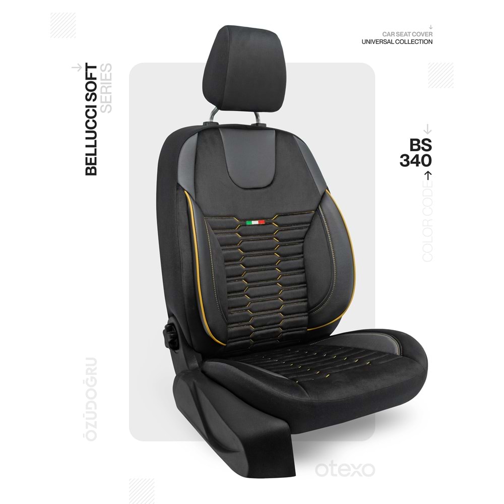 Oto Kılıf ( BabyFace) ( Bellucci Soft ) - BS-340-Siyah/Sarı İp