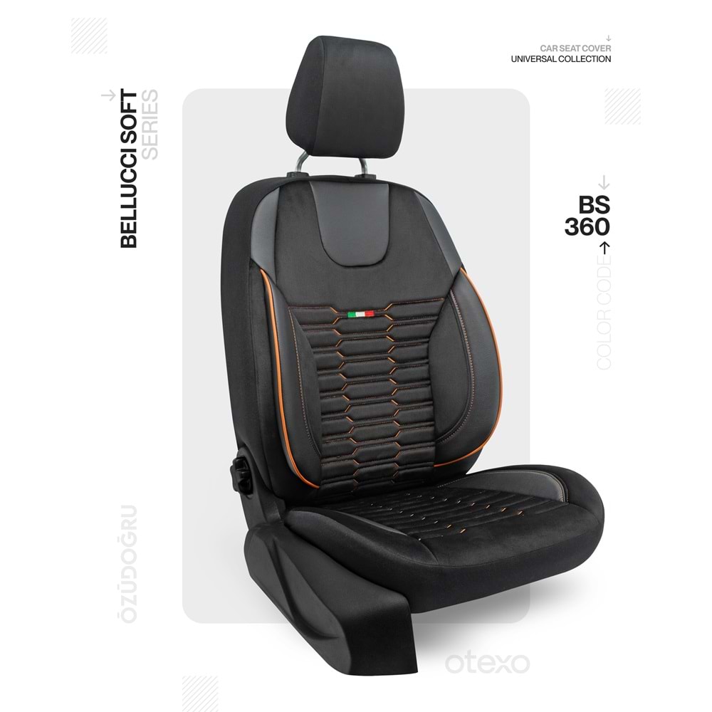 Oto Kılıf ( BabyFace) ( Bellucci Soft ) - BS-360-Siyah/Turuncu İp