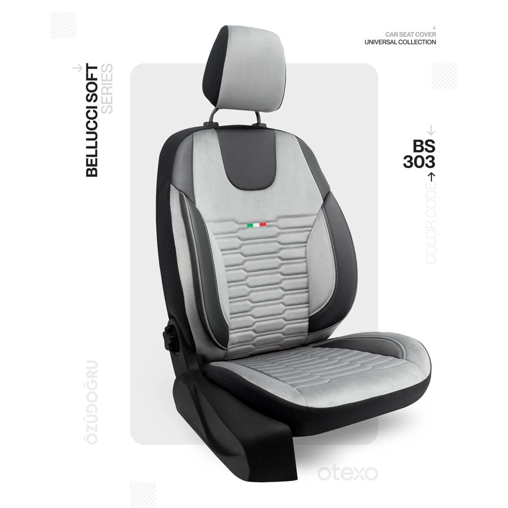 Oto Kılıf ( BabyFace) ( Bellucci Soft ) Ticari 2+1 - BS-303-Siyah/Gri