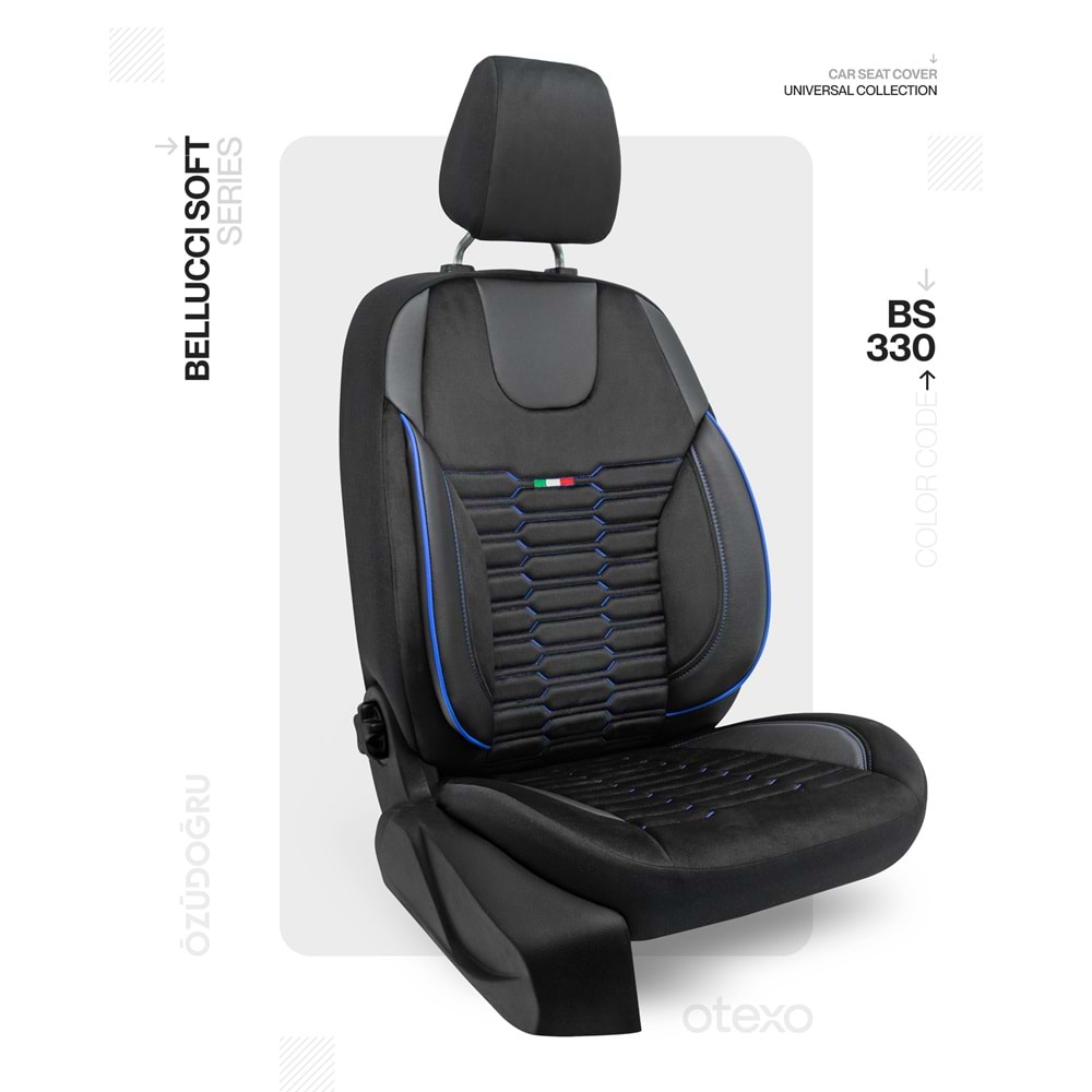 Oto Kılıf ( BabyFace) ( Bellucci Soft ) Ticari 2+1 - BS-330-Siyah/Mavi İp