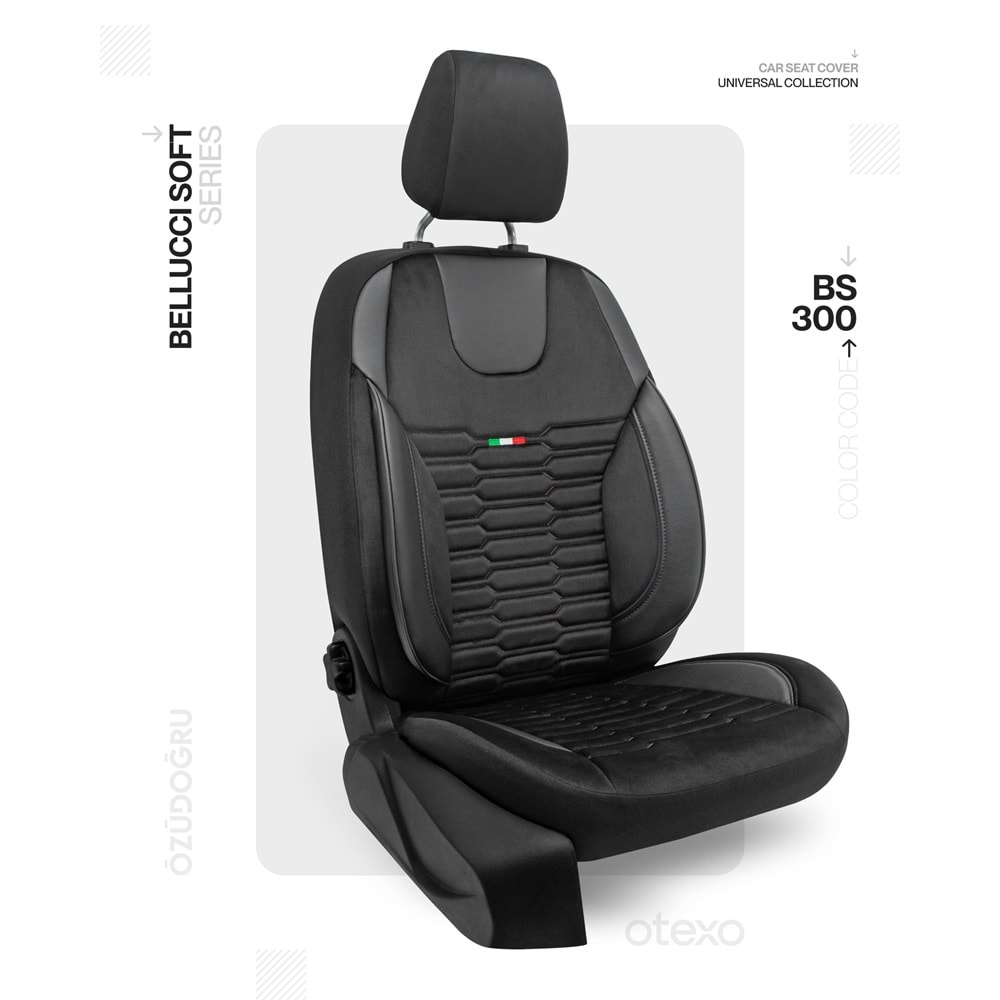 Oto Kılıf ( Bellucci Soft/BabyFace ) Transit 2+1 Eski Model - BS-300-Siyah/Siyah İp