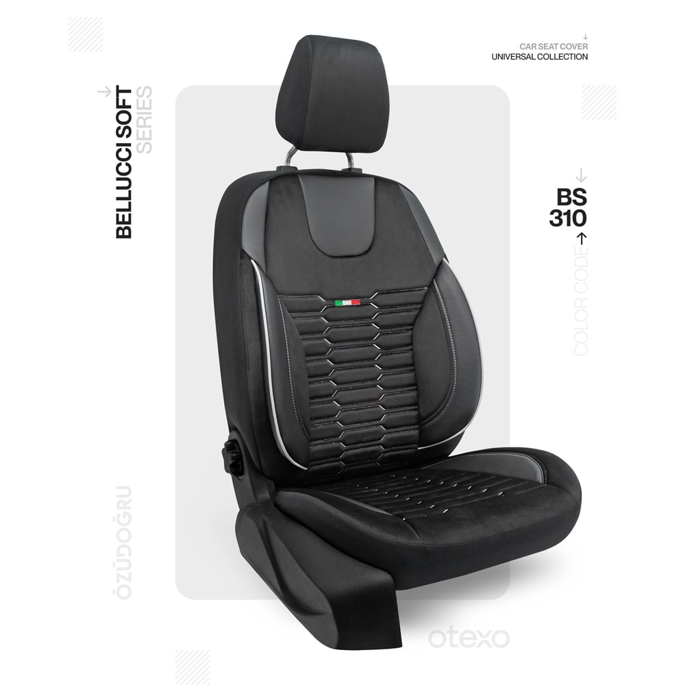 Oto Kılıf ( Bellucci Soft/BabyFace ) Transit 2+1 Eski Model - BS-310-Siyah/Beyaz İp