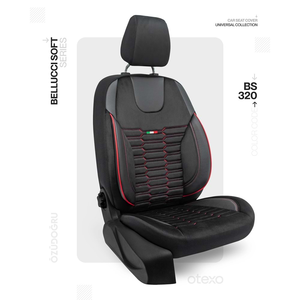 Oto Kılıf ( Bellucci Soft/BabyFace ) Transit 2+1 Eski Model - BS-320-Siyah/Kırmızı İp